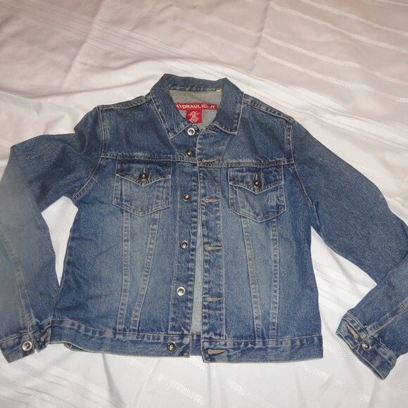 Jean Jacket Denim Back Waist Sz M - Picture 1 of 5